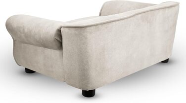 Дизайнерський диван для собак і котів Mg Design білий – м'яке ліжко з підлокітниками та спинкою, велюрове, декоративне, для дрібних і середніх собак, котів