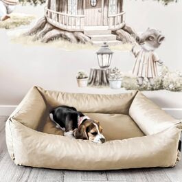 Водонепроникне ліжко для собак 4L Textil Koko, великі породи, корзина, знімний та пральний чохол, 80x60 см, бежеве