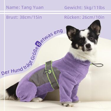 Флісова куртка для собак, тепла зимова куртка-мандель для собак, флісовий пуловер для собак з шлейкою та блискавкою, вітронепроникний, м'який піжамний костюм для середніх собак, Віндгорн, Французький бульдог (XS-XXL), M - обхват грудної клітки 42см, довжи