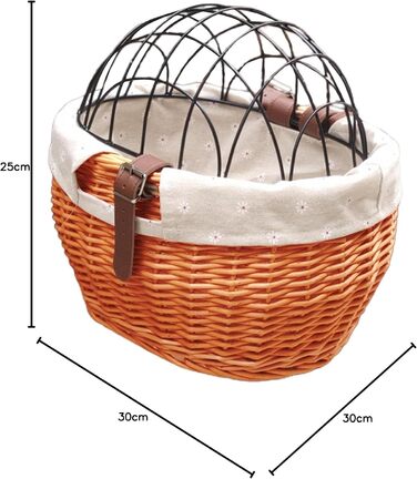 Плетенний кошик для собак на велосипед з металевим захистом, коричневий