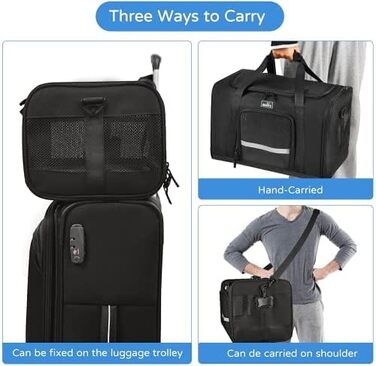 Сумка-переноска для собак та котів Wakytu, велика, чорна, розширювана, складна, 900D Oxford, міцна