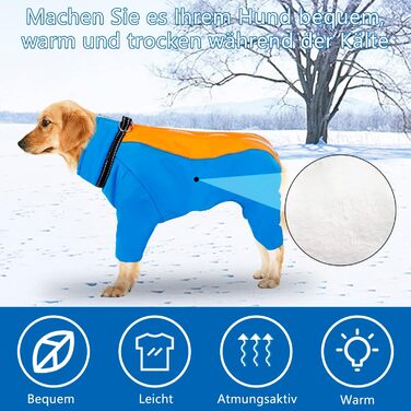 Водонепроникний зимовий одяг для собак CHZIMADE: тепла флісова жилетка та куртка для маленьких собак та цуценят. Відбиваючий дизайн, блакитний колір, розмір M