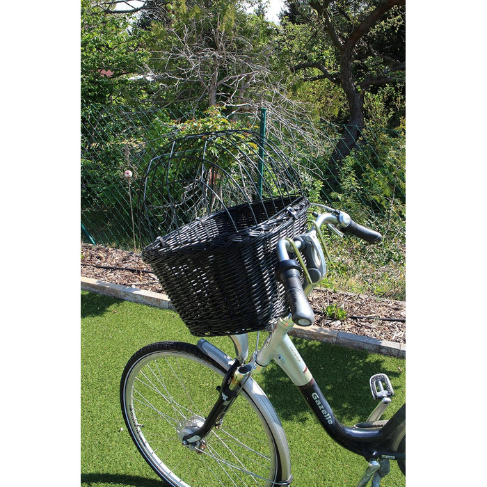 Корзина для велосипеда для собак, ручка, плетіння з лози, чорний колір, металевий каркас, з подушкою, різні розміри, XL з подушкою