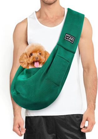 Переноска для собак Classycoo - дихаюча сітка, для котів та собак, з кишенею та страхувальним ремінцем, до 8 кг (М'ятно-зелений)