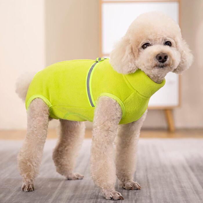 Теплий зимовий пуловер для собак з флісу та світловідбиваючою жилеткою (зелений, XXL)