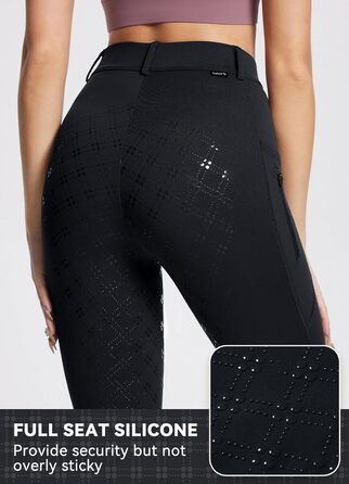 Чорні зимові штани для верхової їзди Baleaf з флісу (повний пояс), з кишенями на блискавці, легінси, розмір L