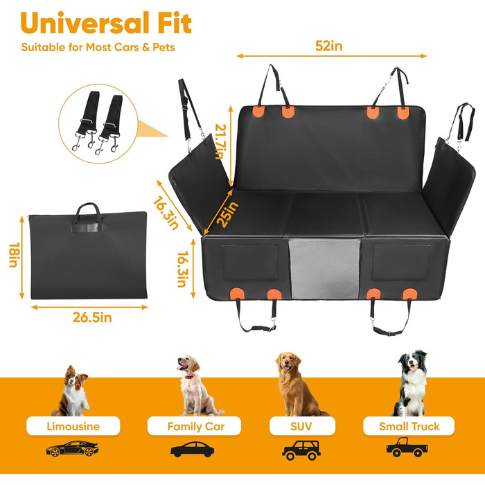 Автоматичний килимок для собак у машину BugyKido, захист заднього сидіння, водонепроникний, анти-царапин, до 180 кг