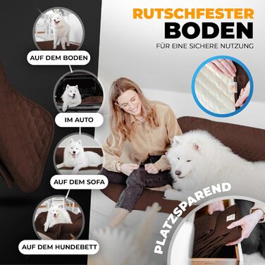 Водонепроникний плед для собак SympaTierisch - захист дивану та ліжка - антиковзаюча підстилка для собак, великих розмірів, придатний для прання - Колір: Коричневий, 150 x 130 см