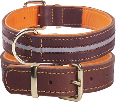 Нашийник для собак з натуральної шкіри, великих та екстра-великих порід (колір коричневий, розмір M)