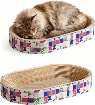 Кігтеточки для котів 2 шт. - овальні, 61 см, з лежаком, з картону, XXL (60x40x9 см)