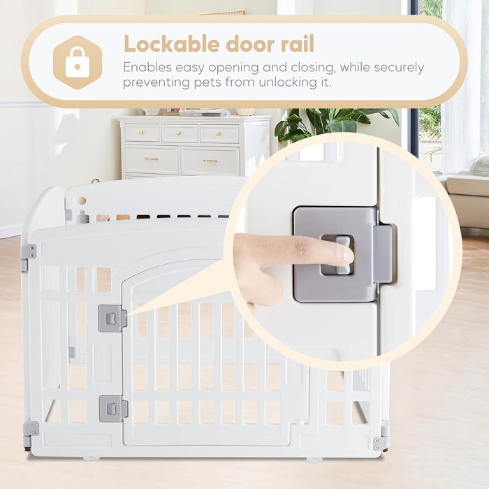 Клітка-манеж для собак, 61 см, 4 панелі, з дверцятами, білий пластик. Зручна та портативна клітка для цуценят та маленьких собак