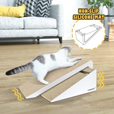 Furjoy Котячий Драпак Вертикальний 2-в-1, Драпак-Килимок, Лаунж, з Котячою М'ятою та Дзвіночком (50 x 24 x 20 см, 37 x 24 x 15 см)