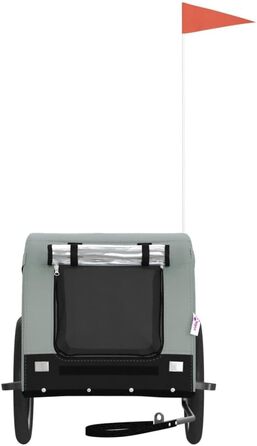 Причіп для собак Tidyard: міцний та безпечний (45 кг), з відбивачами та прапором, Oxford-тканина та метал (сірий та чорний)