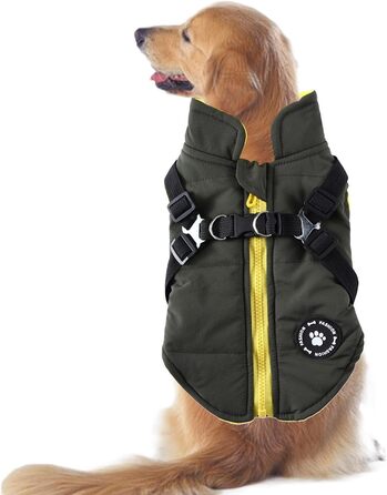 Водонепроникна куртка для собак з повідком та D-подібними кільцями - тепла сорочка для собак, маленька одяг для собак (зелена, XS)