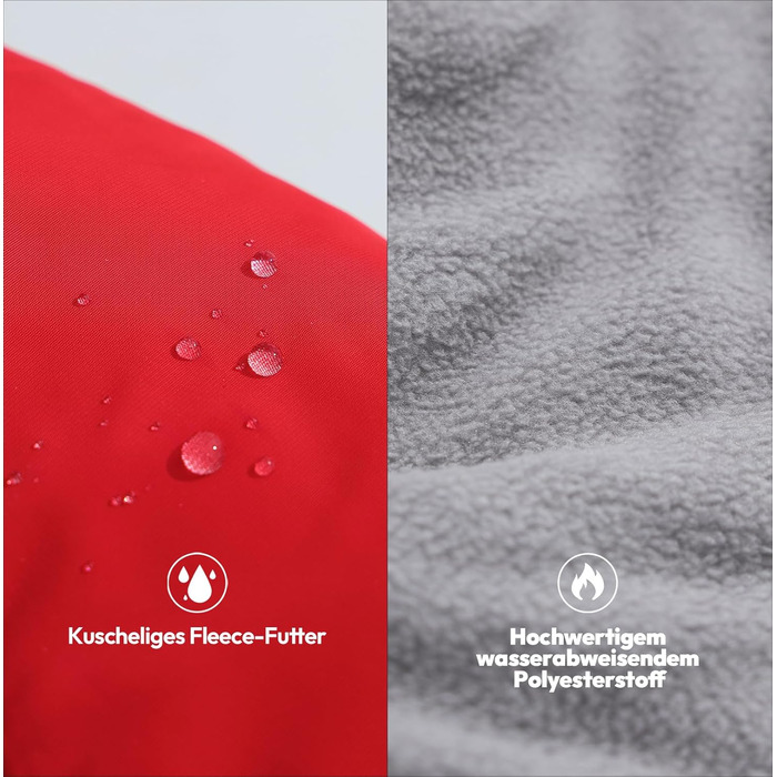 Водонепроникний зимовий одяг для собак великих порід, з кріпленням для повідка, флісова підкладка, світловідбиваючі елементи (XXL), червоний