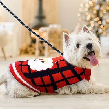 Теплий святковий пуловер для собак з отвором для повідка, класичний, в клітинку, для котів та собак, зимовий, теплий, в'язаний, бренд BAEJMJK