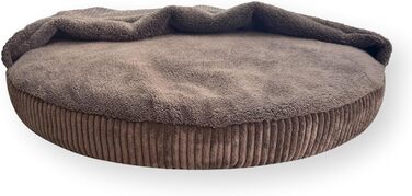 Ліжко для собак 4L Textil Vigo з капюшоном, печеринка для собак, ковдра, корзина для собак, спальний мішок для собак, корзинка для собак, матеріал: Cord, середні породи собак, з ковдрою (Темно-коричневий, L 90 x B 90 x H 12 см)