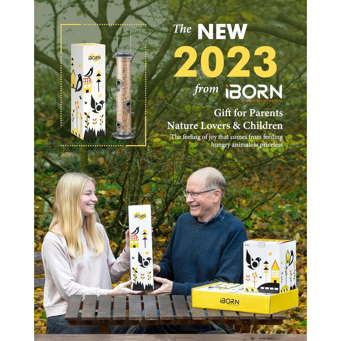 Годівниця для птахів iBorn, металева годівниця для підгодовування з 6 місцями для підльоту, 38 см, срібна