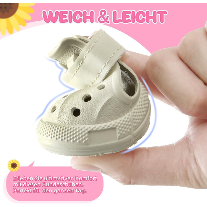 Чоботи для собак Eyein - захист лап, літо. Дихаючі, неслизькі собачі сандалії з регульованими світловідбиваючими смугами для маленьких, середніх та великих собак. Легко одягаються та знімаються (Розмір 6). Ширина 5.5 см (Розмір 3: Ширина 4.0 см, Білий)