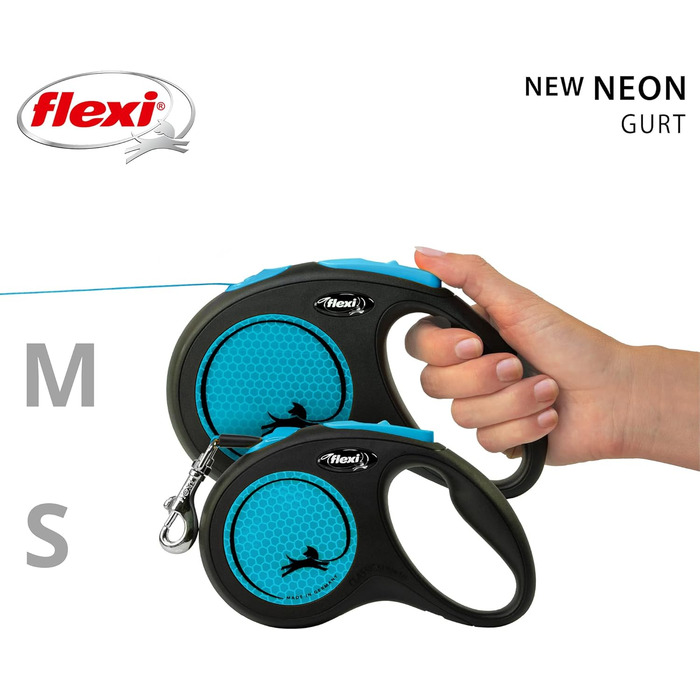 Повідок-рулетка Flexi New Neon S, чорний/неоново-синій, 5 м для собак