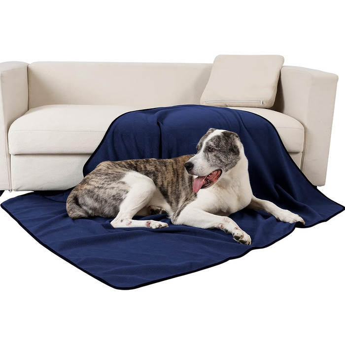 Водонепроникний плед для собак PETTOM 152x127 см, м'який плед для великих і маленьких собак, захисний плед для дивану, ліжка, автокрісла, меблів - 30°C, великий, синій