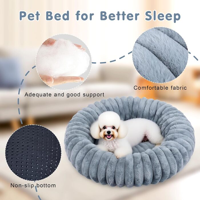 М'яке лежанка для собак та котів Qoosea, донат з підтримкою шиї, 40 см, сірий