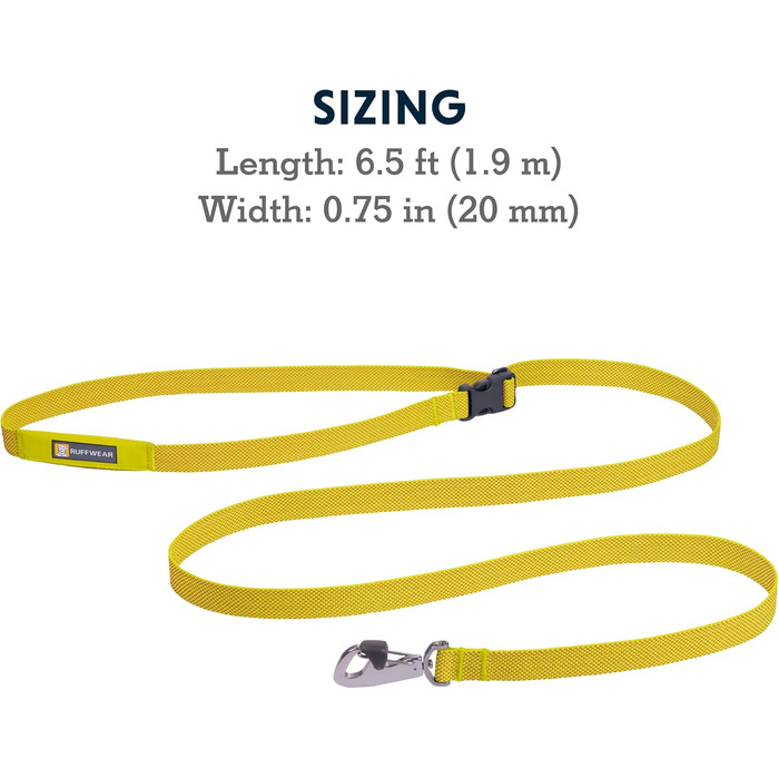 Повідок для собак Ruffwear Flagline 2-в-1, легкий і міцний, для бігу, на руку чи талію, із сумкою для зберігання та Crux-Clip, зелений, універсальний розмір