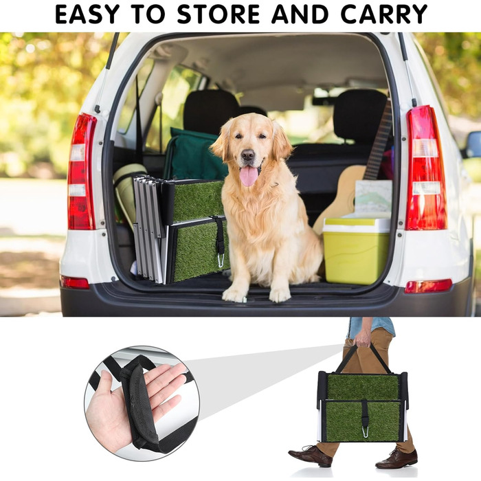 Рампа для собак DGSL - широка 4-ступенева драбина для авто/ВАН, складана, з антиковзким покриттям, для великих собак, SUV, бокова дверцята та ліжко (зелена, 42 см)