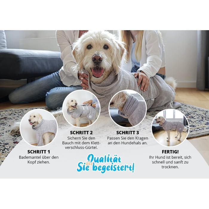 Рушник для собак після купання – швидковисихаючий, мікрофібра, сірий, розмір M