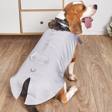 Костюм для собак з банданою, нашийник, одяг для собак на весілля, костюм з рожевою краваткою та регульованою пряжкою, для великих собак (Сірий, L)