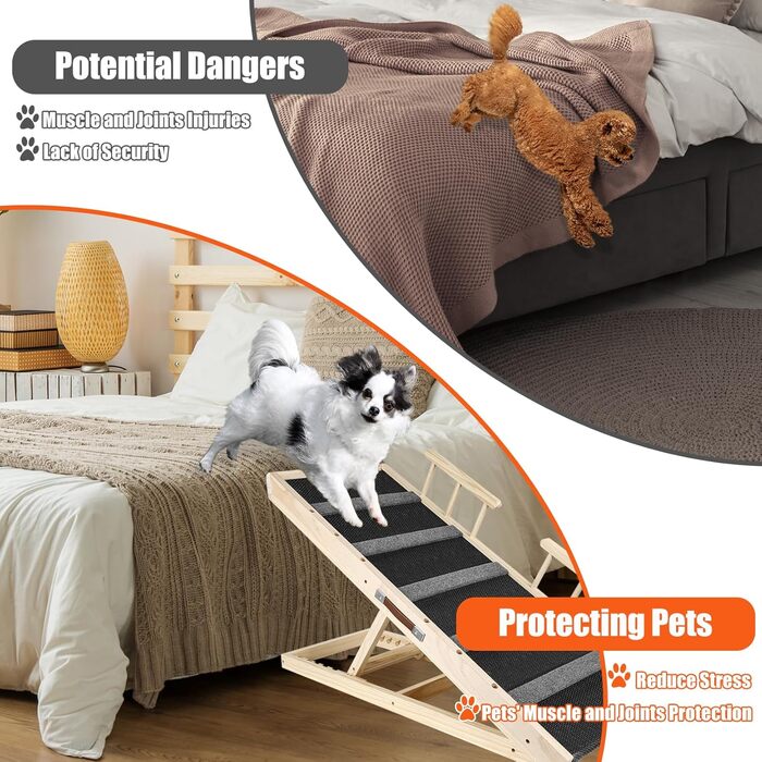 Рампа для домашніх тварин складна дерев'яна, 110 см, регульована висота, для собак та котів