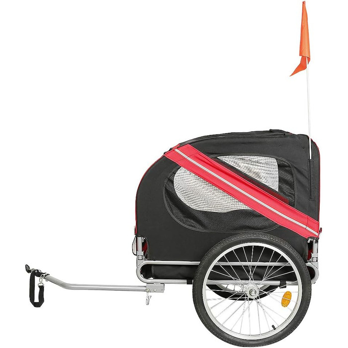 Дитячий причіп 2-в-1 для велосипеда з функцією бігу, причіп для собак середніх порід, вантажопідйомність до 40 кг (червоний / чорний)