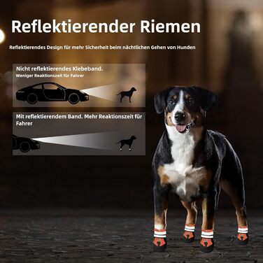 Водонепроникні чоботи для собак, 4 шт. Антиковзаючі собачі чоботи з неслизькою підошвою та світловідбиваючим кріпленням, для маленьких, середніх та великих собак (XL, Помаранчеві)