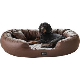 Ортопедичне ліжко для собак Nancy Premium, велике, середнє, маленьке - подушка для собак, килимок для собак з еко-шкіри, неслизьке, довговічне, зносостійке, міцне (L, Коричневий)
