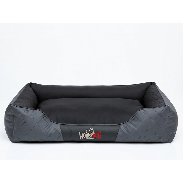 Лежак для собак HobbyDog Cesar Perfect, екошкіра і кодура, графітовий, 65x52x20 см