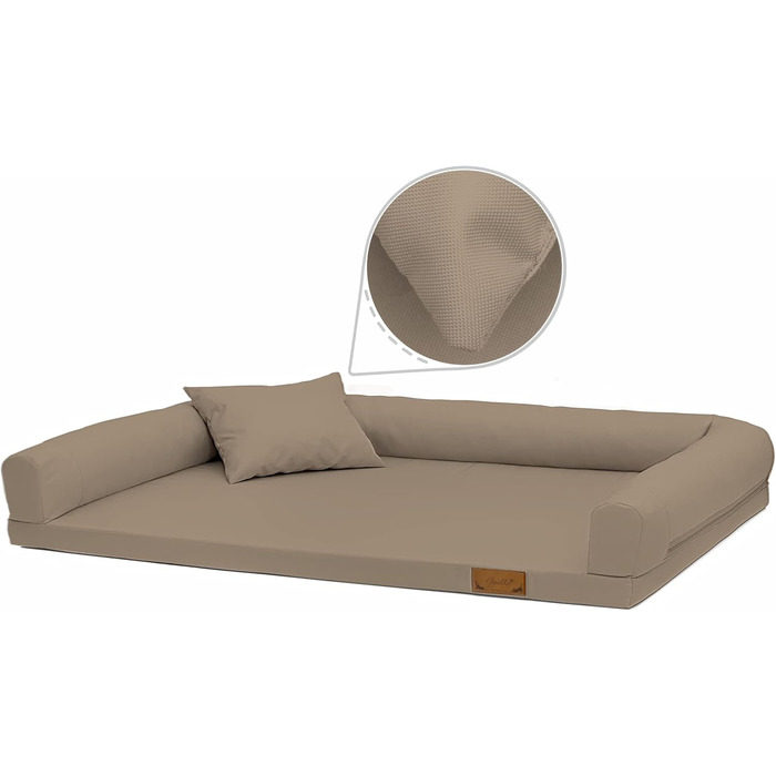 Ортопедичне ліжко для собак Juelle, великі породи, XXL (145x105 см), бежеве, знімний чохол, машинне прання