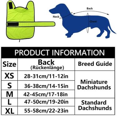 Дощовик для собак Geyecete, регульований, водовідштовхувальний, для такс, з світловідбиваючими ремінцями, з реміннем на липучці, розмір M (довжина спини 42-45 см), зелений