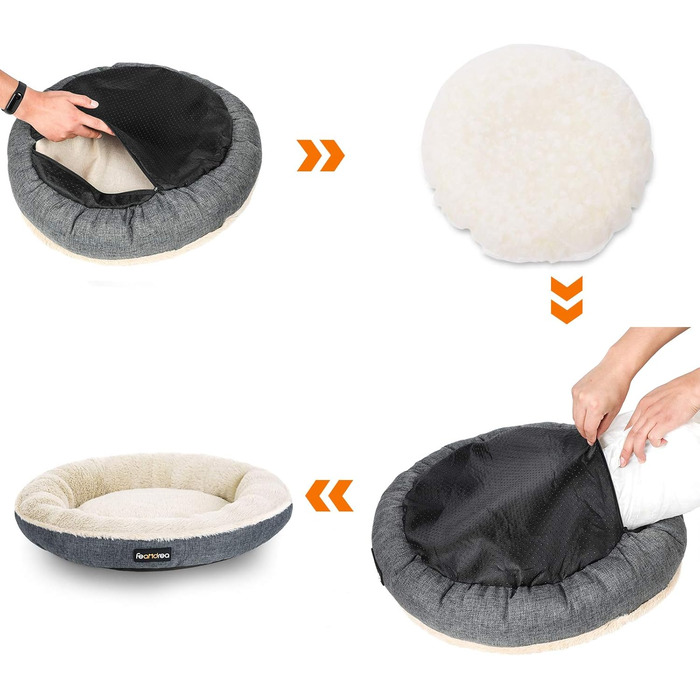 Кругле ліжко для собак та котів Feandrea, Ø 55 см, темно-сірий, 55 x 55 x 12 см