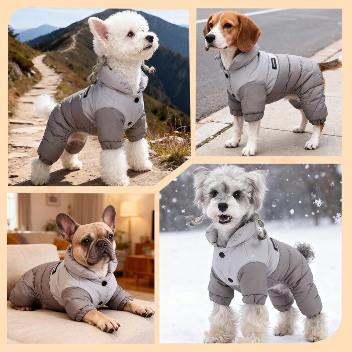 PETCUTE Зимова куртка для собак - водонепроникна, тепла, для великих і середніх собак, з кільцем D, вітрозахисна жилетка, одяг для домашніх тварин, сірий (3XL)