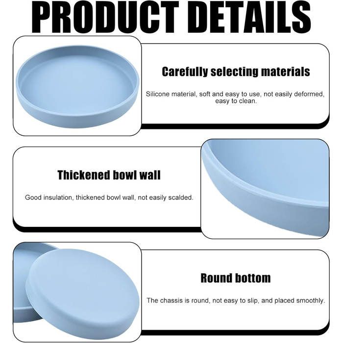 Набір з 4 миски для котів, 18 см, силікон, для сухого та вологого корму (блакитний, зелений, жовтий)