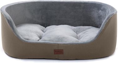 Кругле ліжко для собак середніх порід Raikou, м'яке та зручне, ковзаюче та стійке до подряпин, 75 x 54 x 27 см, коричневе