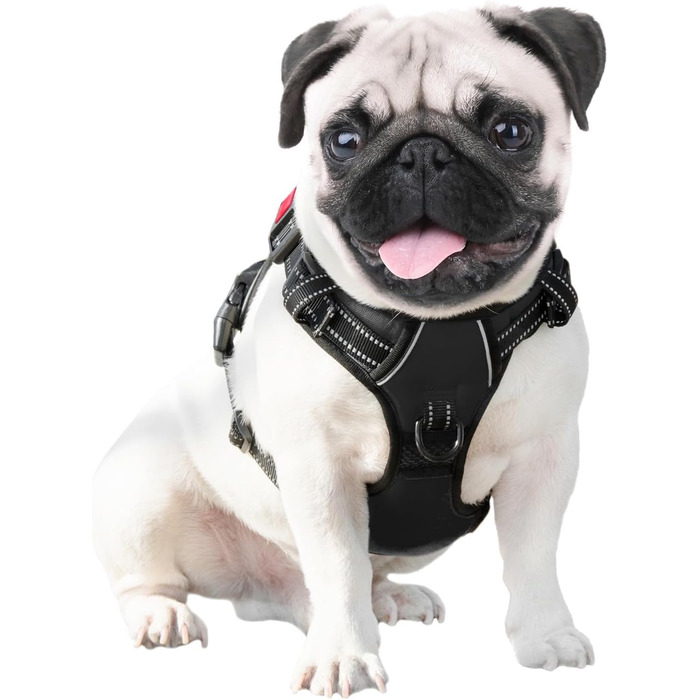 Шлейка для собак PHOEPET No Pull, чорна, L - регульована, з контролем, для прогулянок