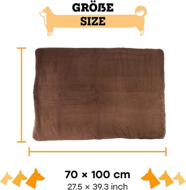 М'яка ковдра для собак, 100x70 см - водонепроникна, миюча, нековзна, для дому та на вулицю, коричнева