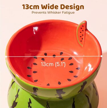 Котло propositions, піднята керамічна миска для котів, миска для їжі з підставкою, миска для котів, що запобігає блювоті, для кошенят, придатна для миття в посудомийній машині (рожевий) (кавун)