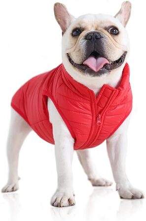 Зимовий одяг для собак: тепла, водонепроникна жилетка з наповнювачем для маленьких та середніх собак, червона, XL