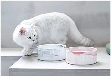 Миски для собак SP SEMPRE з кераміки з бамбуковими підставками, рожевий мармур (15,5 см)