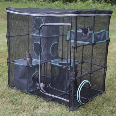 Котячий комплекс Kitty City Claw Mega для дому й вулиці, меблі для котів, лежак, кігтеточка з гофрованого картону, чорний