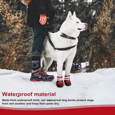 Чоботи для собак Dricar, 4 шт. Водонепроникні, антиковзні, з регульованими ремінцями. Зимові чоботи для собак середніх та великих порід для прогулянок на вулиці та в приміщенні (червоні, XL)
