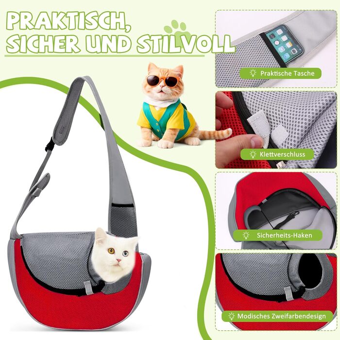 Сумка-переноска для собак і котів ALLOPET, червона, розмір L, для прогулянок та кемпінгу