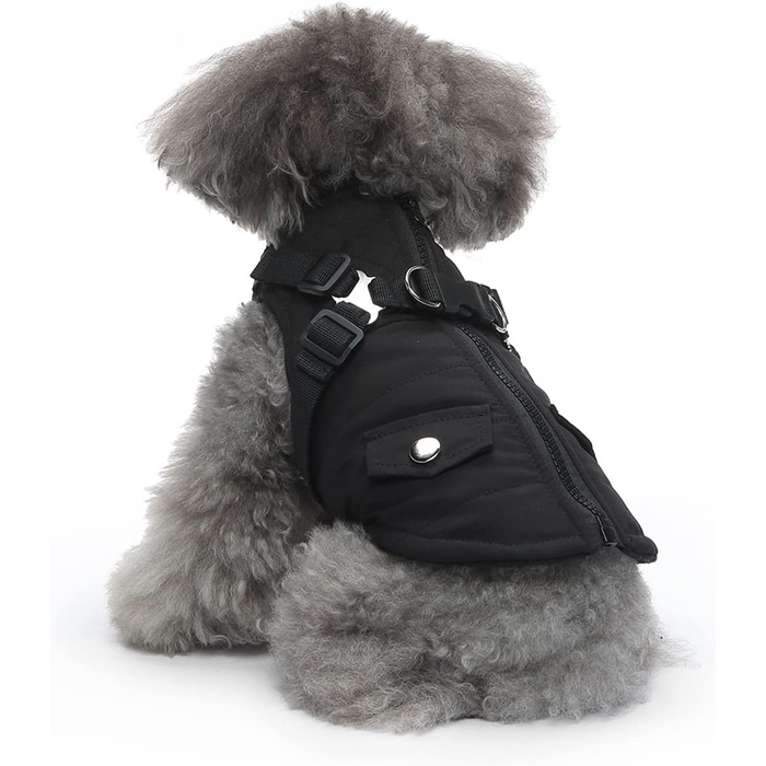 Тепла куртка для собак, 2-в-1, без тяги, для цуценят та собак середніх розмірів, чорна